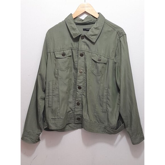 Tahari Womens XL Gorpcore Utility Outdoor Lyocell Bomber Jacket Khaki Green - Picture 3 of 8